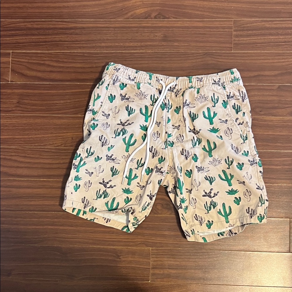Forever 21 Beige Shorts with Green Cactus Pattern